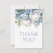 ダスティエレガントブルーホワイトフローラ誕生日ありがとう サンキューカード (正面)