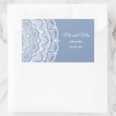 ダスティエレガントブルーホワイトレースクラシック 長方形シール (バッグ)