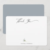 ダスティエレガントブルーボタニカルフローラありがとう ノートカード (正面/裏面)