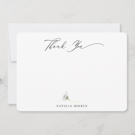 ダスティエレガントブルーボタニカルフローラありがとう ノートカード (正面)