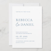 ダスティエレガントブルーミニマル結婚リスト 招待状 (正面)