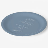 ダスティエレガントブルーミニマル葉リスト結婚ズ ペーパープレート (アングル)