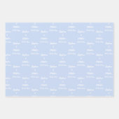 ダスティエレガントブルー新郎新婦の名前の結婚式 ラッピングペーパーシート (正面2)