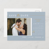 ダスティエレガントブルー日付カレンダーQRコードの保存 ポストカード (正面/裏面)