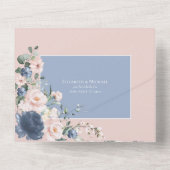 ダスティエレガントブルー赤面ピンクレ素朴ース オールインワン招待状 (裏面)