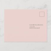 ダスティエレガントブルー赤面フローラレースウェディングRSVP インビテーションポストカード (裏面)