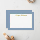 ダスティエレガントブルー金ゴールドフレーム – サイズを選択 –  ノートカード (正面/裏面インサイチュ)