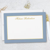 ダスティエレガントブルー金ゴールドフレーム – サイズを選択 –  ノートカード