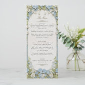 ダスティエレガントブルー&ホワイトフローラモノグラムカード 招待状 (スタンド正面)