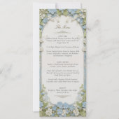 ダスティエレガントブルー&ホワイトフローラモノグラムカード 招待状 (正面)