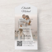 ダスティエレガントブルーQRコードフォト結婚ズ オールインワン招待状 (内側)