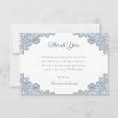 ダスティエレガントブ素朴ブルーフローラレース結婚ズ サンキューカード (正面)