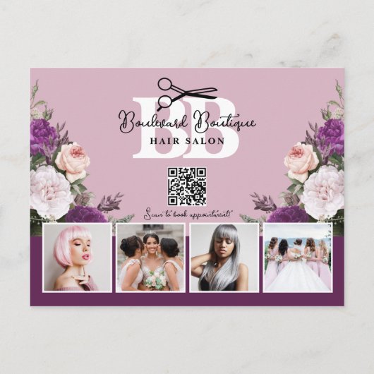 ダスティエレガントマウヴフローラサロンフォトマーケティング ポストカード (裏面)