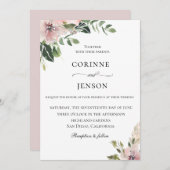 ダスティエレガントマウヴ植物学結婚院 招待状 (正面/裏面)