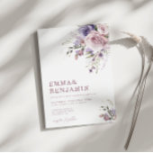 ダスティエレガントマウヴ&ラベンダー結婚ズフローラ 招待状