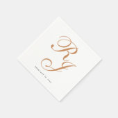 ダスティエレガント金ゴールドモノグラム結婚のナプキン スタンダードカクテルナプキン (角)