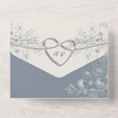 ダスティエレガント・ブルー結婚が一つの招待状に収まる オールインワン招待状 (裏面)