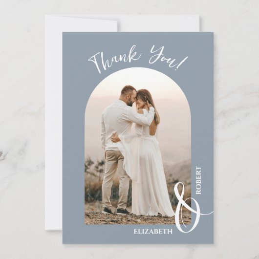 ダスティエレガント・ブルー結婚の写真 サンキューカード (正面)