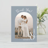 ダスティエレガント・ブルー結婚の写真 サンキューカード (スタンド正面)