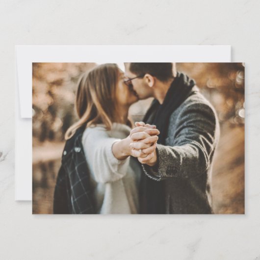 ダスティエレガント・ブルー結婚の4枚の写真日付を保存 セーブザデート (裏面)