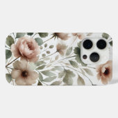 ダスティオリーブとピンクの水彩モダンフローラル Case-Mate iPhoneケース (裏面 (横))