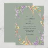 ダスティオリーブと野の花の結婚式 招待状 (正面/裏面)