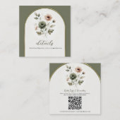 ダスティオリーブピンク&金ゴールドフローラ結婚ズ詳細 スクエア名刺 (正面/裏面)