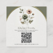 ダスティオリーブピンク&金ゴールドフローラ結婚ズ詳細 スクエア名刺 (裏面)