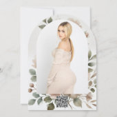 ダスティオリーブ&ピンクウォーターカラーフローラブライダルシャワー 招待状 (裏面)