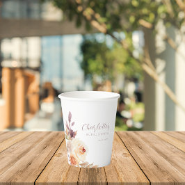 ダスティオレンジ秋フローラブライダルシャワー 紙コップ