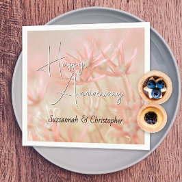 ダスティオレンジ フラワー背景 結婚記念日 スタンダードカクテルナプキン
