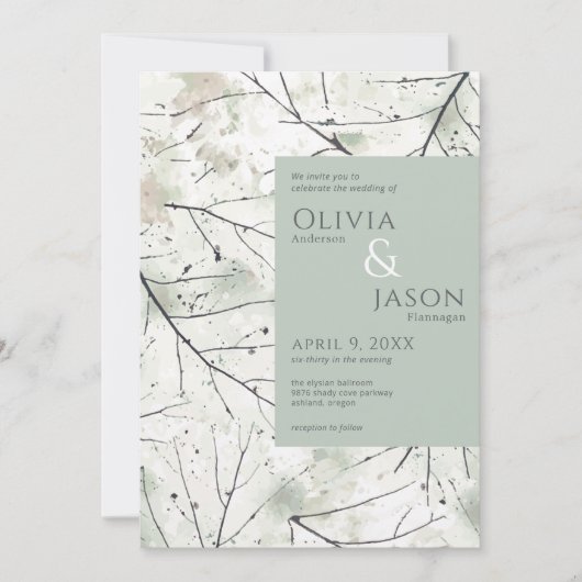 ダスティオーガニックセージカーキフローラ招待状 招待状 (正面)