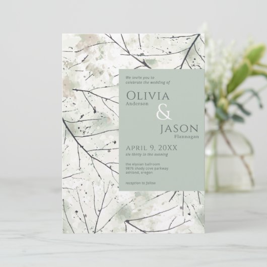 ダスティオーガニックセージカーキフローラ招待状 招待状 (スタンド正面)