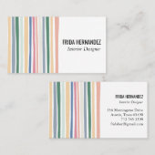 ダスティカラフルミニマルストライプリスト 名刺 (正面/裏面)