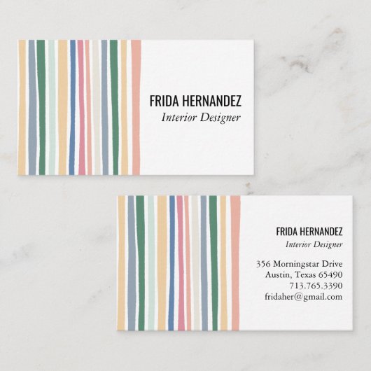 ダスティカラフルミニマルストライプリスト 名刺 (正面/裏面)