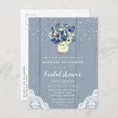 ダスティカントリーブルーメイソンジャーブライダルシャワー インビテーションポストカード (正面/裏面)
