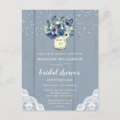 ダスティカントリーブルーメイソンジャーブライダルシャワー インビテーションポストカード (正面)