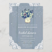 ダスティカントリー ブルー メイソンジャー ラッセ 結婚前お披露目 招待状 (正面/裏面)