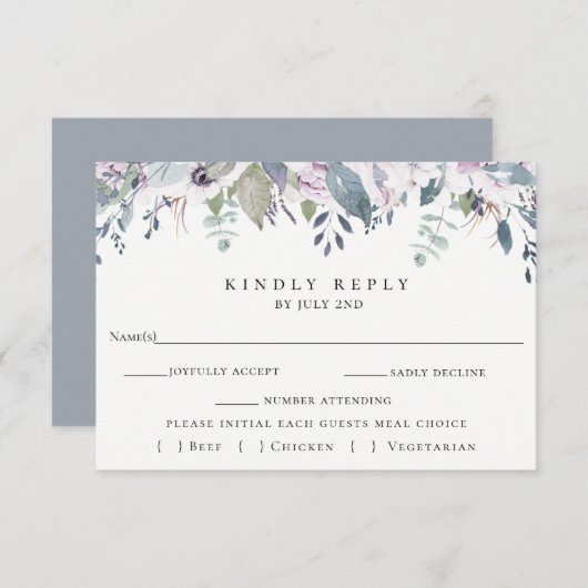 ダスティガーデンフローラウェディングRSVPカード 出欠カード (正面/裏面)