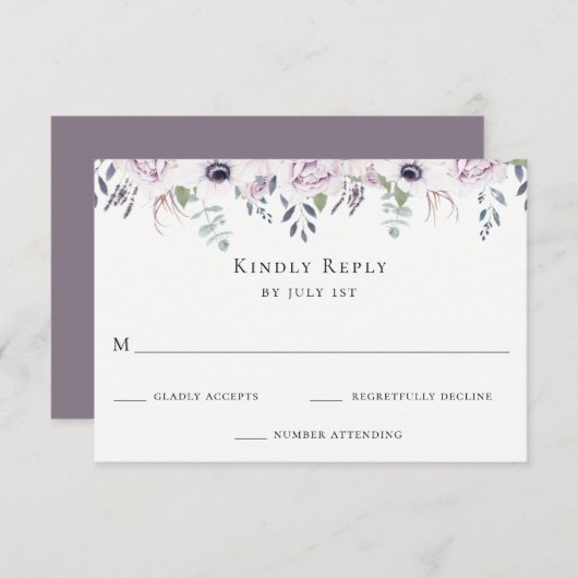 ダスティガーデンフローラウェディングRSVPカード 出欠カード (正面/裏面)