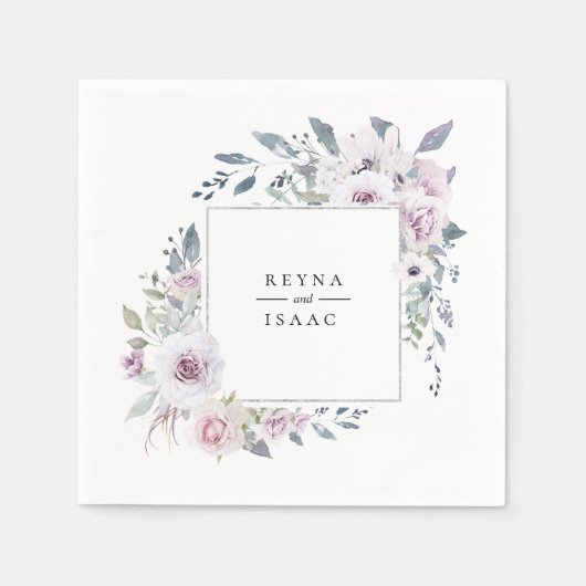 ダスティガーデンフローラパーソナライズされた紙ナプキンス スタンダードカクテルナプキン (正面)