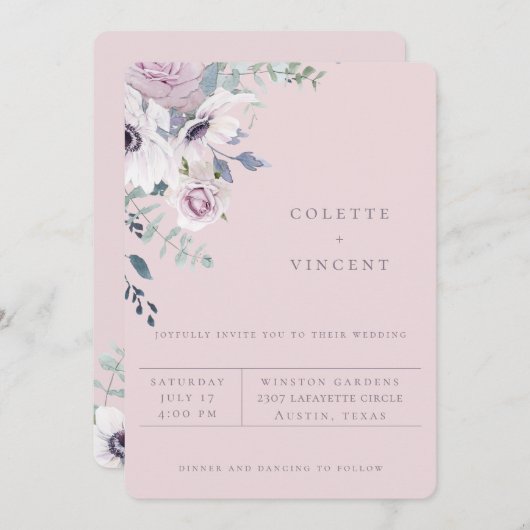 ダスティガーデンフローラ赤面結婚式招待状 案内状 (正面/裏面)