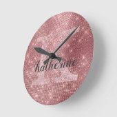 ダスティガーリーバラ金ゴールドスパークルグラムモノグラム名 ラウンド壁時計 (傾斜)