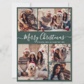 ダスティグエレガントリーン5フォトコラージクリスマス シーズンカード (正面)
