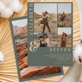 ダスティグモダンリーグリーンのアンパサンド5フォトグ結婚リッド 招待状