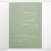 ダスティグモダンリーンボホアーチフォトQRコー結婚ド 三つ折り招待状 (内部中)