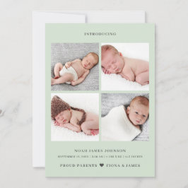 ダスティグモダンリー淡い色のン写真コラージグリッド誕生 案内状