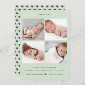 ダスティグモダンリー淡い色のン写真コラージグリッド誕生 案内状 (正面/裏面)