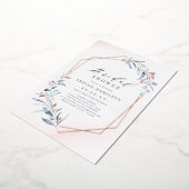 ダスティグリーナリーバラ金ゴールド素朴ブライダルシャワー 箔招待状 (回転した状態)