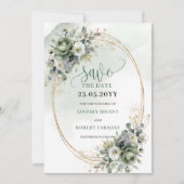 ダスティグリーンの植物の葉 Save The Date セーブザデート (正面)